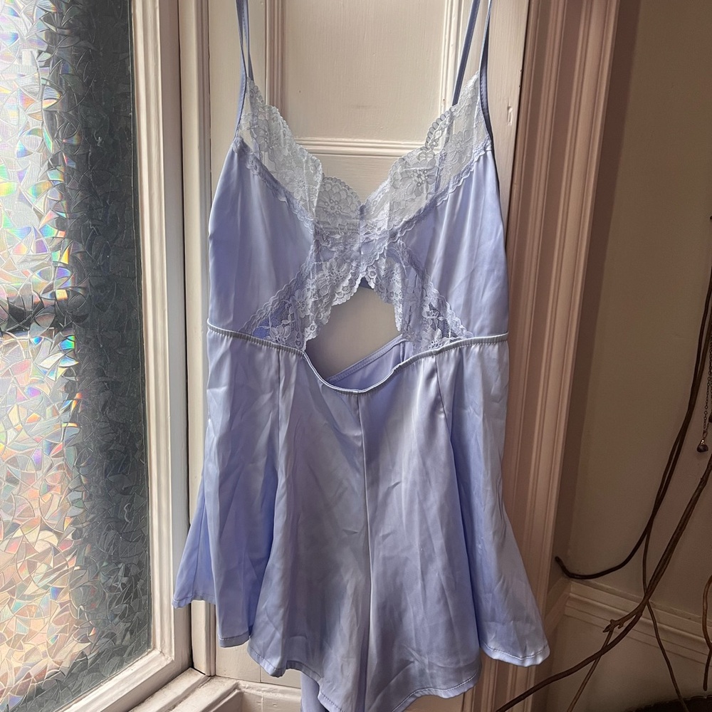 Lavender Lace-Trim Satin Chemise Slip Love & Lemons (Kat the Label)